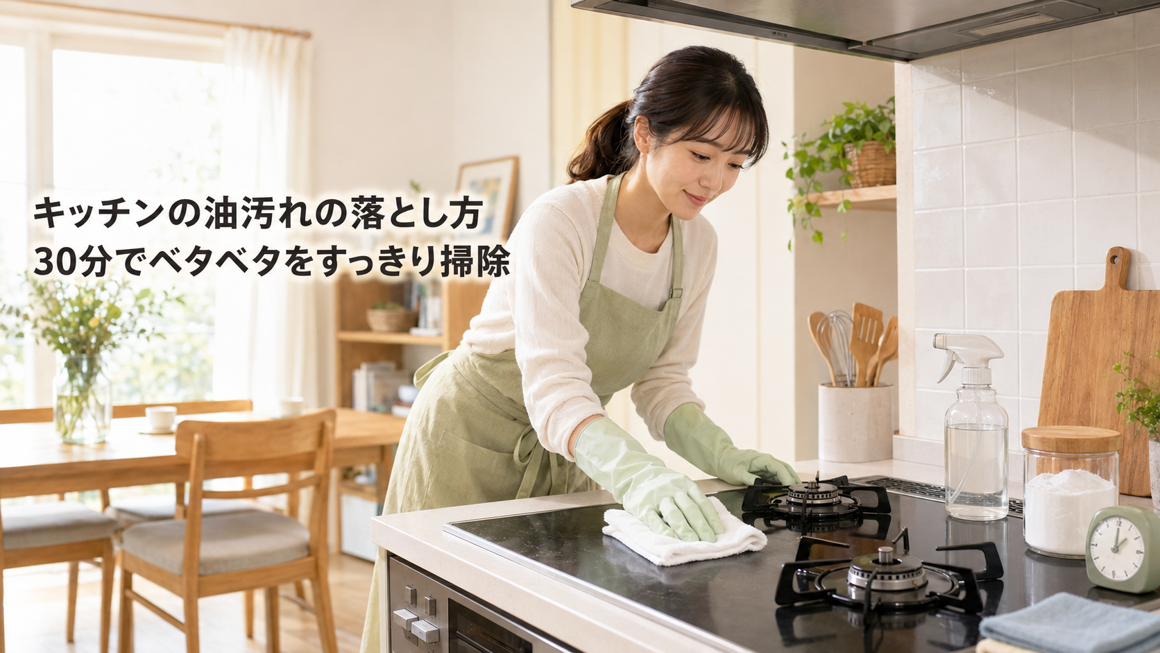キッチンの油汚れの落とし方｜30分でベタベタをすっきり掃除｜キッチンの油汚れが落ちにくい理由の解説画像