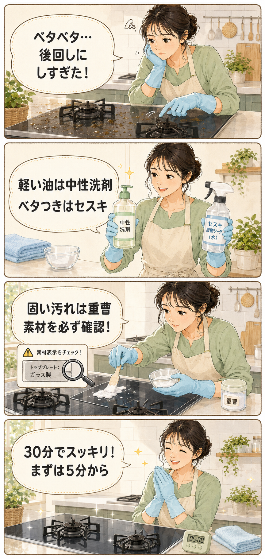 キッチンの油汚れの落とし方｜30分でベタベタをすっきり掃除｜キッチンの油汚れが落ちにくい理由の解説画像3