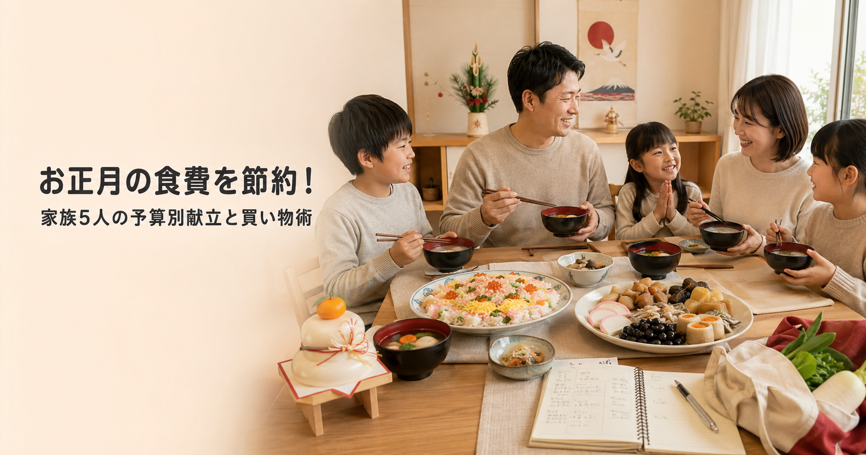 お正月の食費を節約!家族5人の予算別献立と買い物術|お正月の食費を節約する基本は「特別費」を先に決めることの解説画像