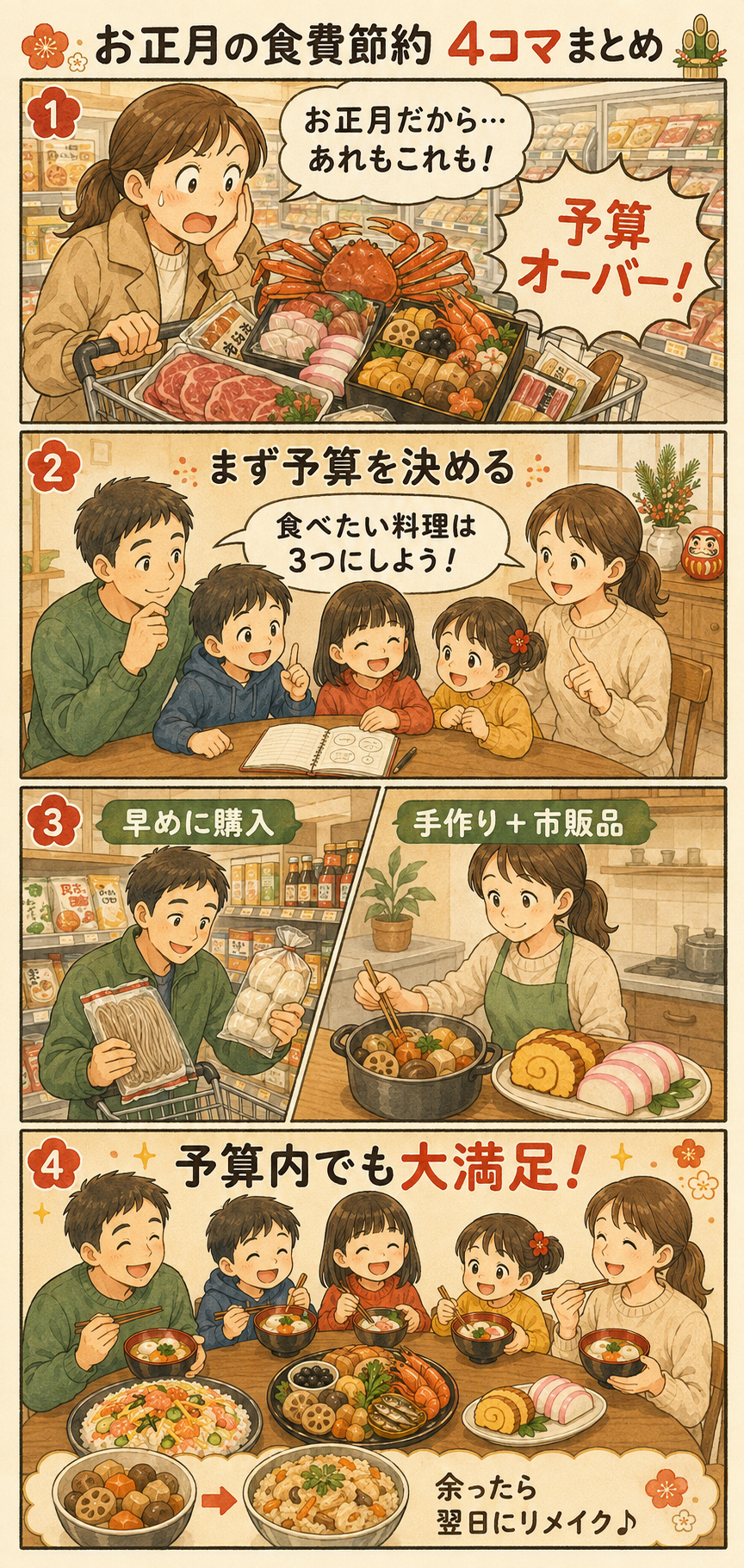 お正月の食費を節約!家族5人の予算別献立と買い物術のイメージ画像3