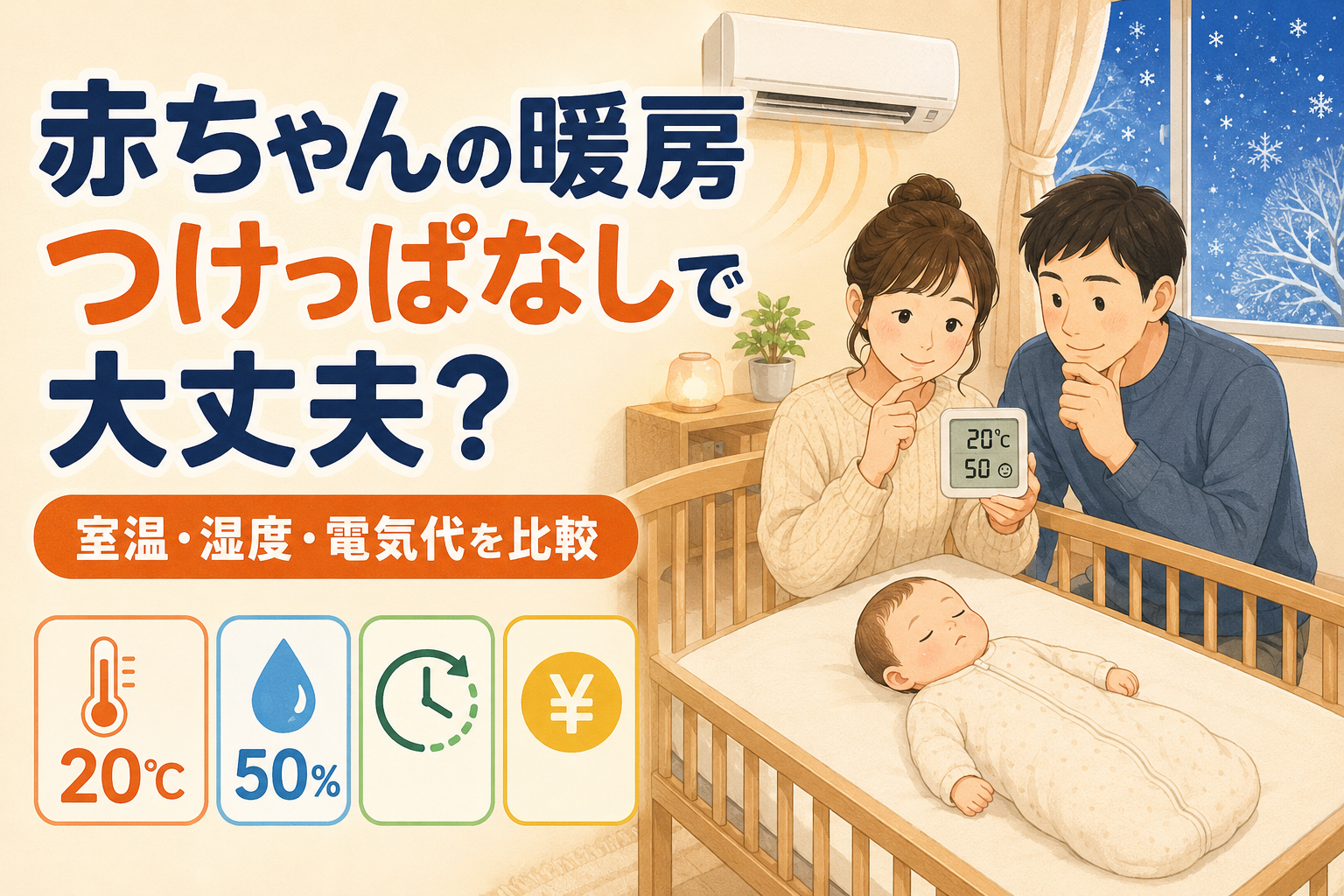 赤ちゃんの暖房はつけっぱなしでOK？冬の室温・湿度と電気代｜赤ちゃんの暖房は室温が下がるならつけっぱなしでOKの解説画像2