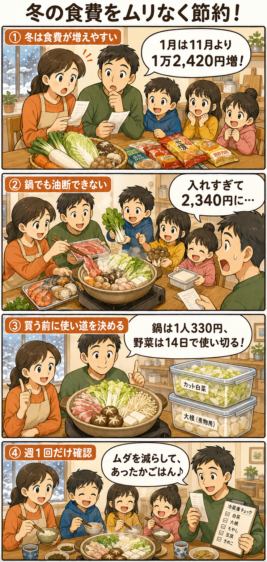 冬は食費が高いのはなぜ？5人家族の実測と節約7つのコツ｜冬に食費が高くなるのはなぜ？の解説画像3