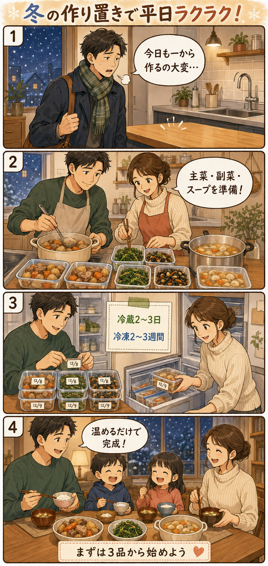 冬のご飯作り置き10選｜平日5日がラクになる献立と保存のコツ｜冬のご飯作り置きは「3種類」で考えるの解説画像3
