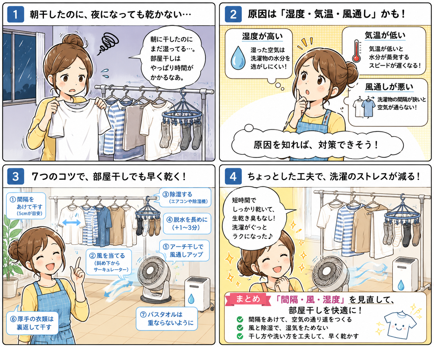 洗濯物が乾かない原因は?部屋干しでも早く乾かすコツ7選のイメージ画像3