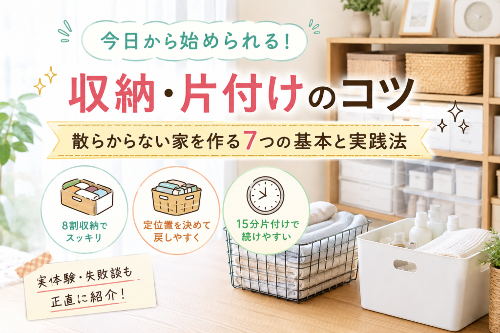 収納・片付けのコツ|散らからない家を作る7つの基本と実践法|収納と片付けのコツは「捨てる」より順番が大切の解説画像