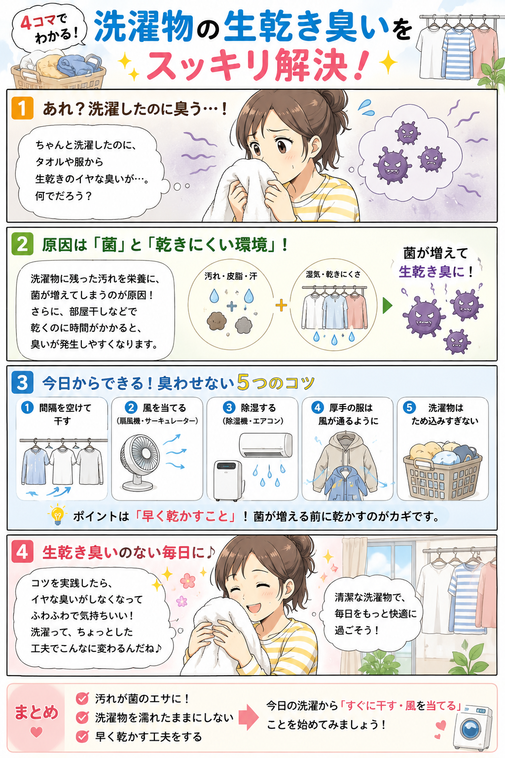 洗濯物の生乾き臭いを消す方法|原因と今すぐできる対策を徹底解説