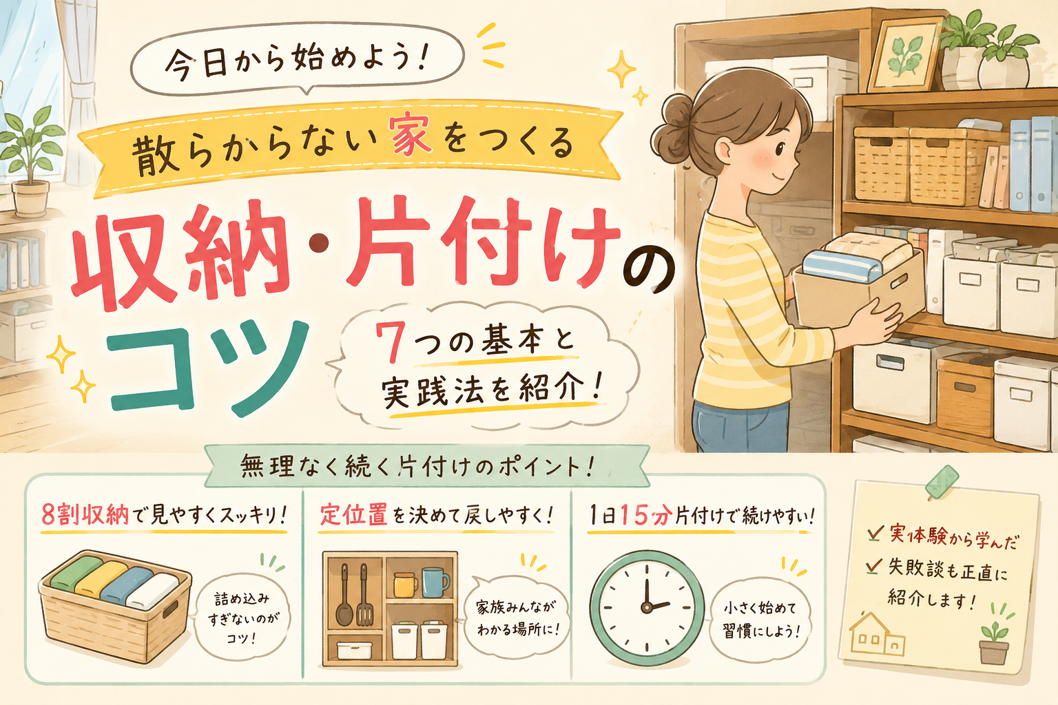 収納・片付けのコツ｜散らからない家を作る7つの基本と実践法｜収納と片付けのコツは「捨てる」より順番が大切の解説画像2