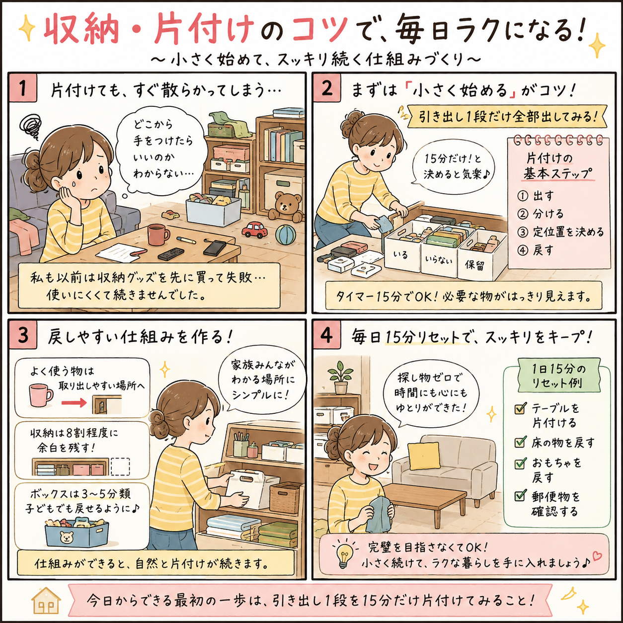 収納・片付けのコツ|散らからない家を作る7つの基本と実践法のイメージ画像3