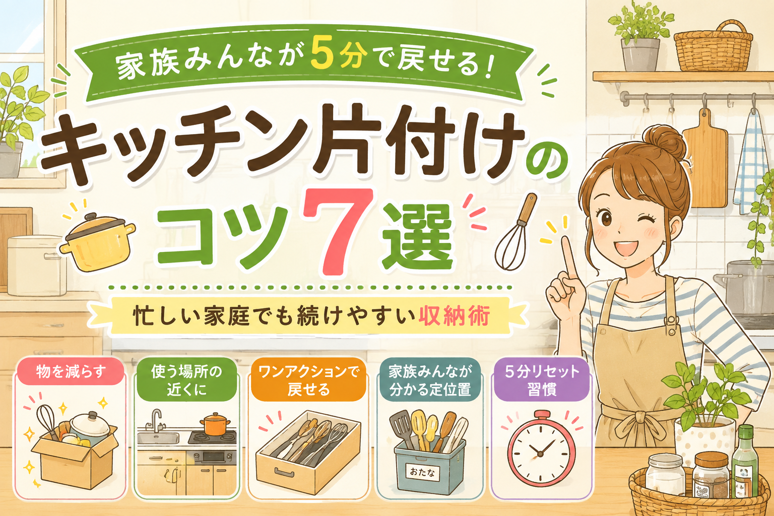 キッチン片付けのコツ7選｜家族みんなが5分で戻せる収納術｜キッチンが片付かない原因は「収納不足」だけではないの解説画像2