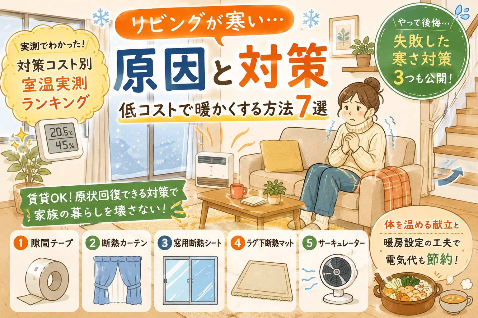 リビングが寒い原因と対策｜低コストで暖かくする方法を紹介｜リビングが寒い3つの原因の解説画像2