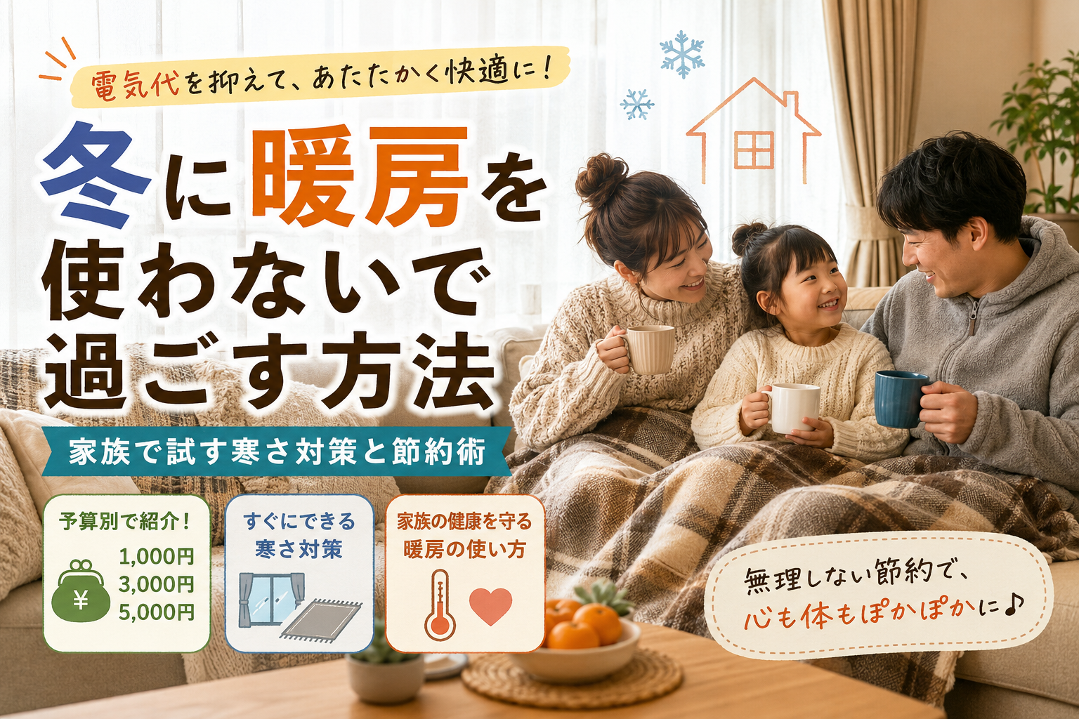 冬に暖房を使わないで過ごす方法｜家族で試す寒さ対策と節約術｜冬に暖房を使わないなら「寒さの入口」を先に対策の解説画像