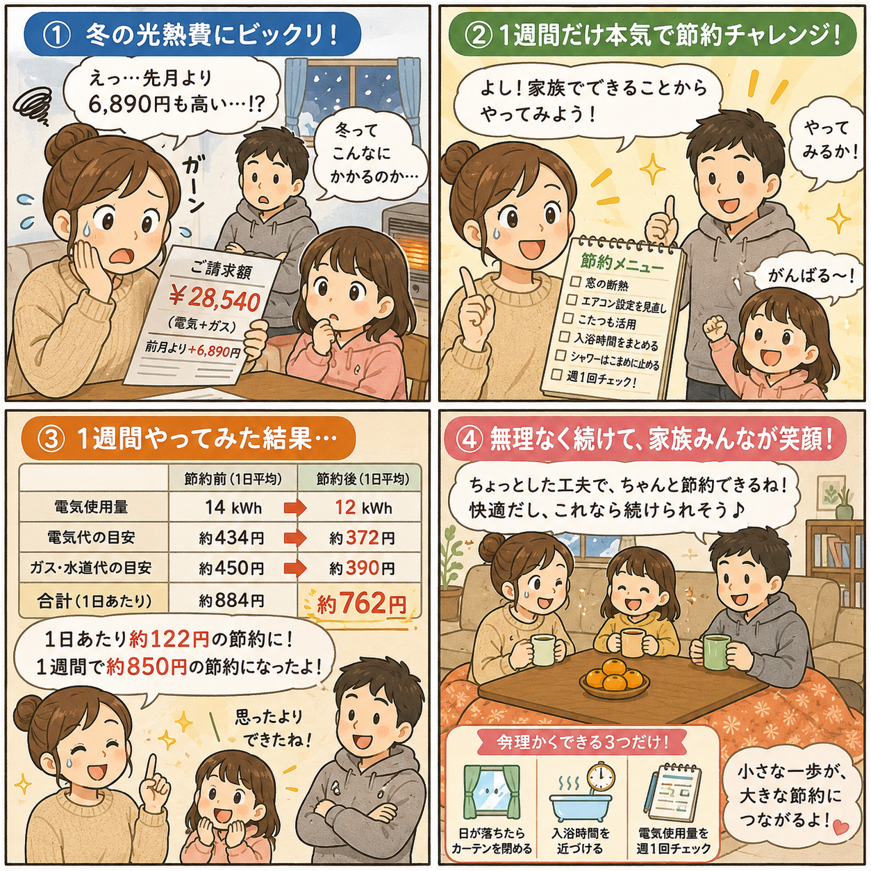 冬の光熱費を節約する方法｜家族3人で無理なく続く節約術10選のイメージ画像3
