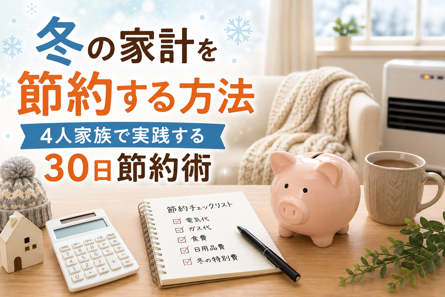 冬の家計を節約する方法｜4人家族で実践する30日節約術｜冬の家計はなぜ高くなる？暖房費だけではありませんの解説画像
