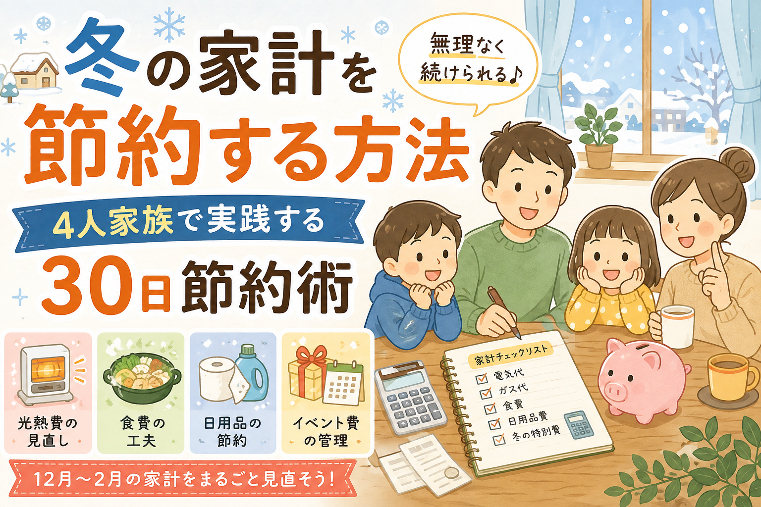 冬の家計を節約する方法｜4人家族で実践する30日節約術｜冬の家計はなぜ高くなる？暖房費だけではありませんの解説画像2