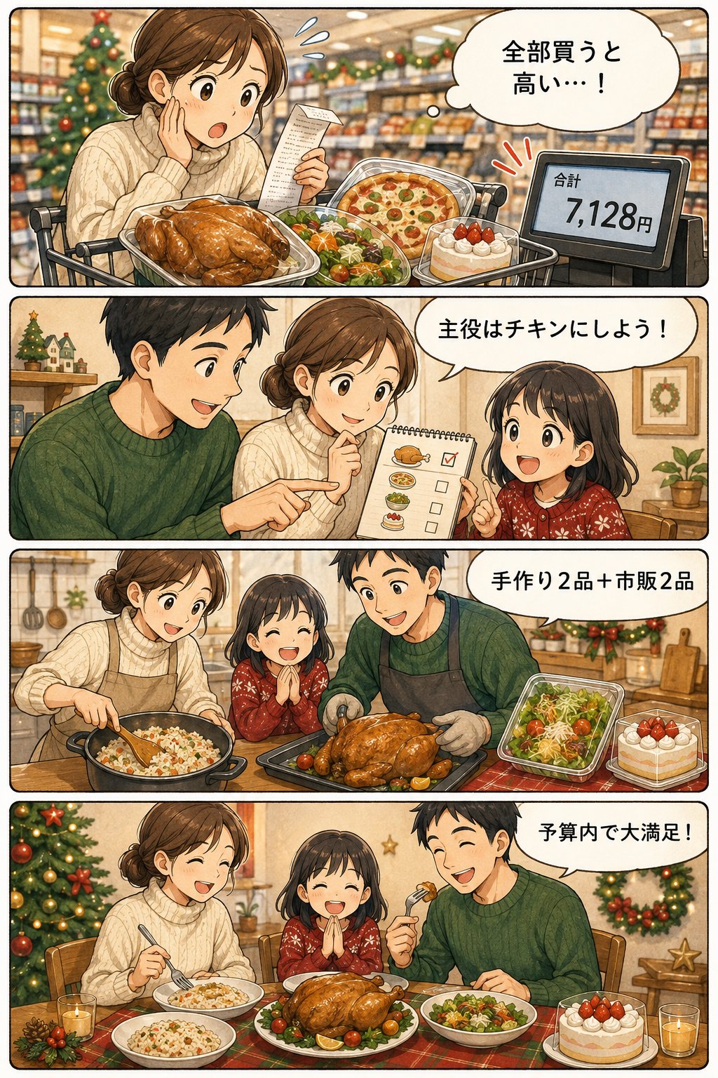 クリスマスご飯を節約!3人家族の予算別献立と買い物のコツ|クリスマスご飯を節約する3つの基本の解説画像3