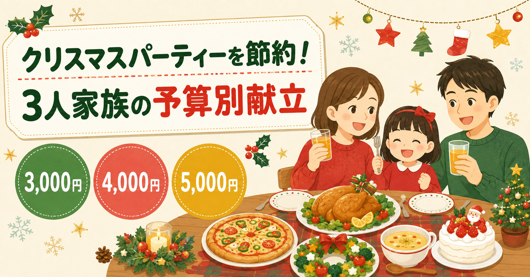 クリスマスパーティーを節約！3人家族の予算別献立｜クリスマスパーティーを節約する最初のコツの解説画像2
