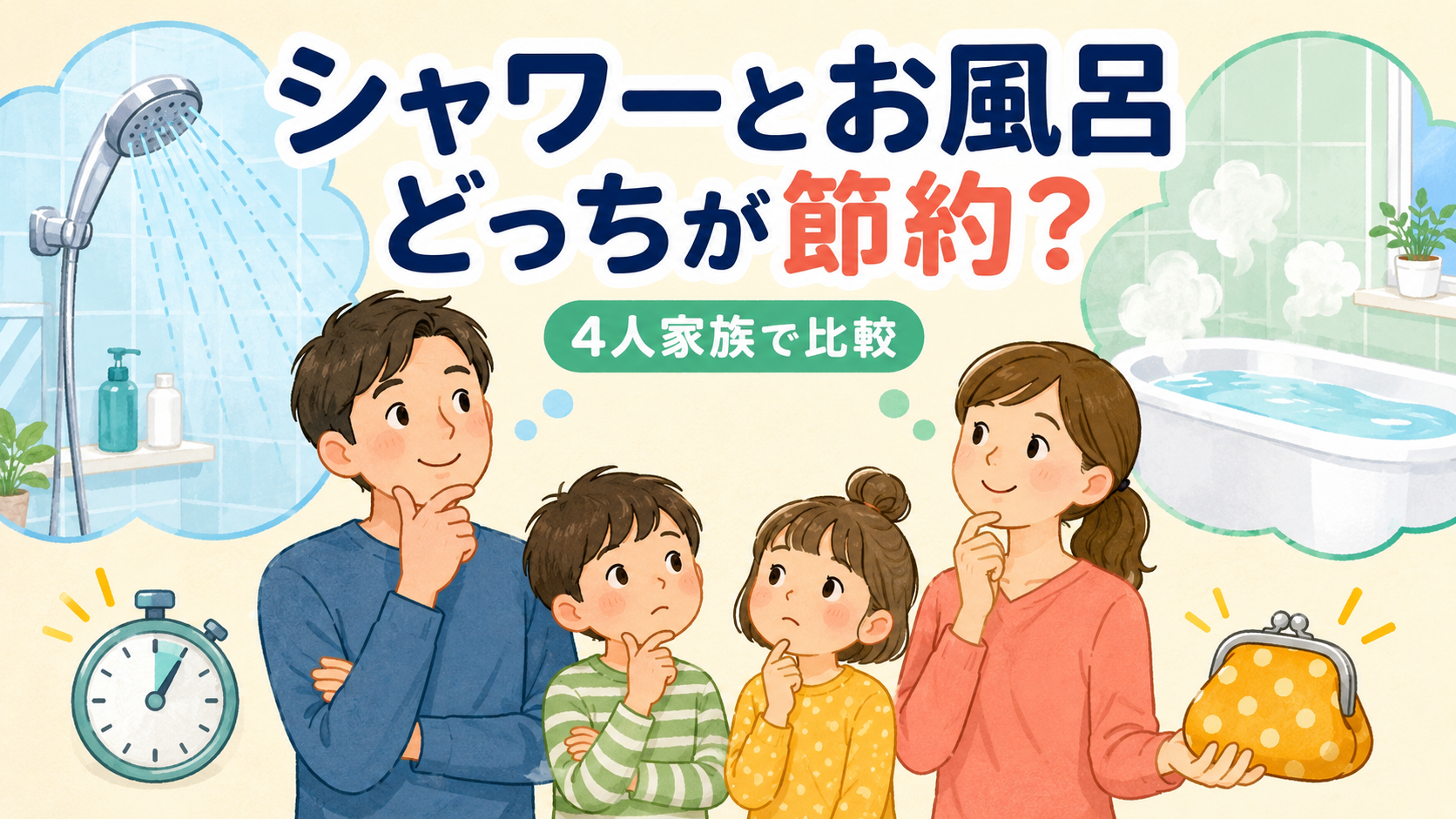 シャワーとお風呂はどっちが節約？4人家族の実測比較｜シャワーとお風呂はどっちが節約になる？の解説画像2